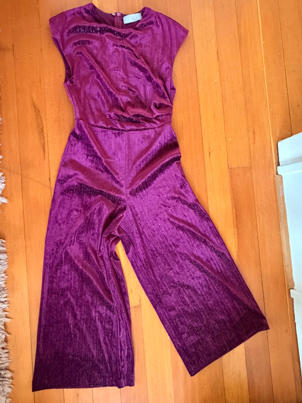 Cropped Velvet Magenta Women’s Jumpsuit